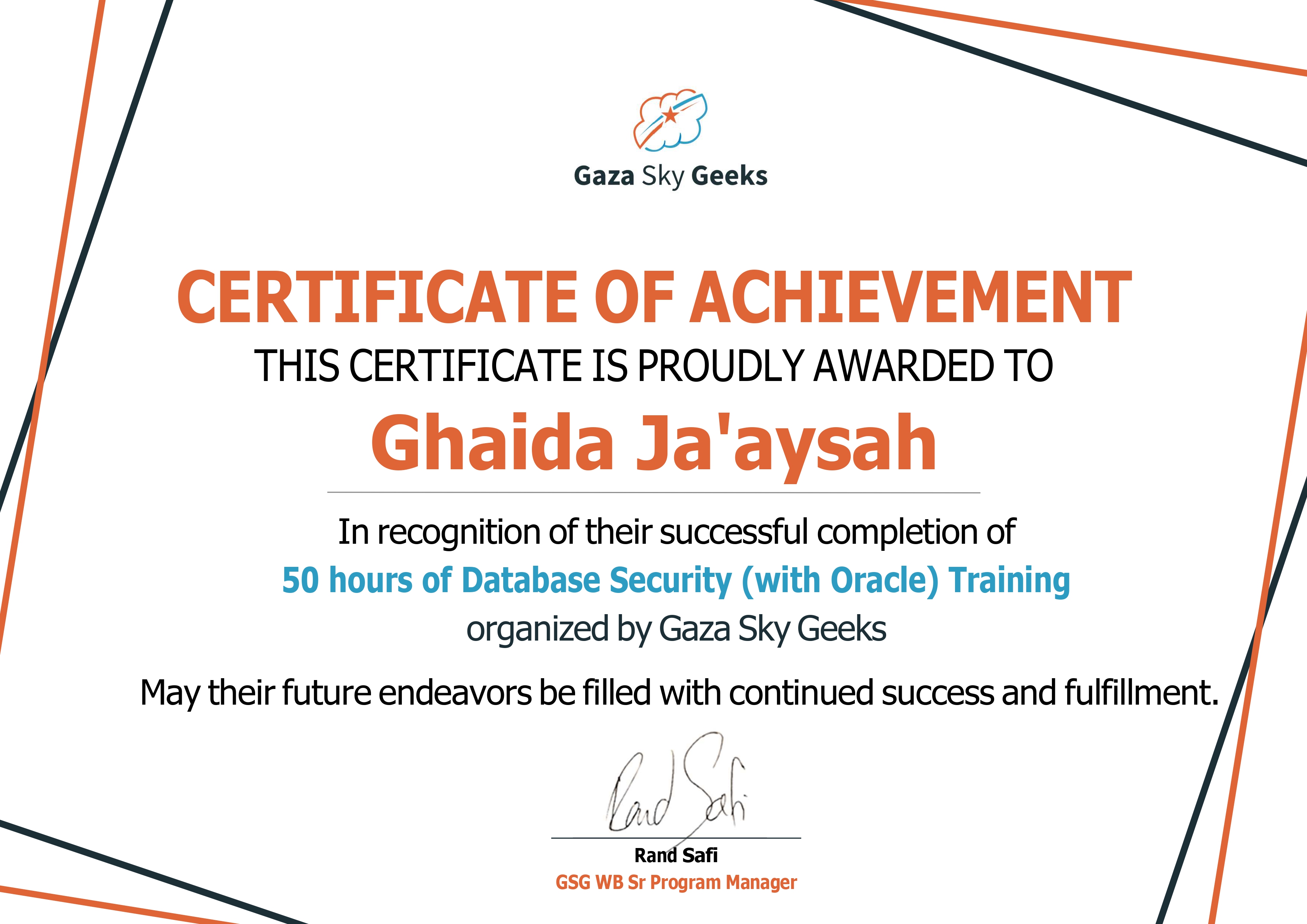 Database Security (with Oracle) certificate