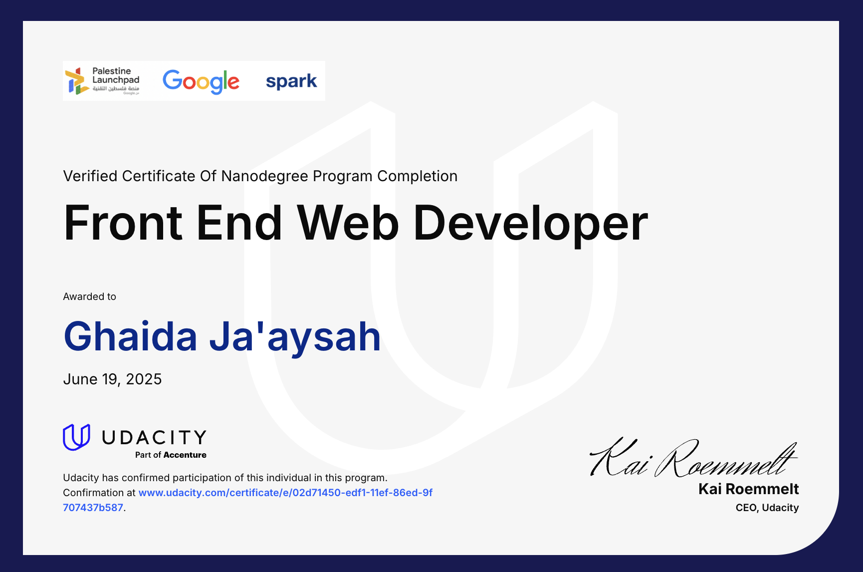 Front-End Development certificate